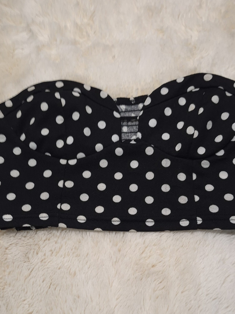 SHEIN Black and White Polka Dot Strapless Bustier Camisole